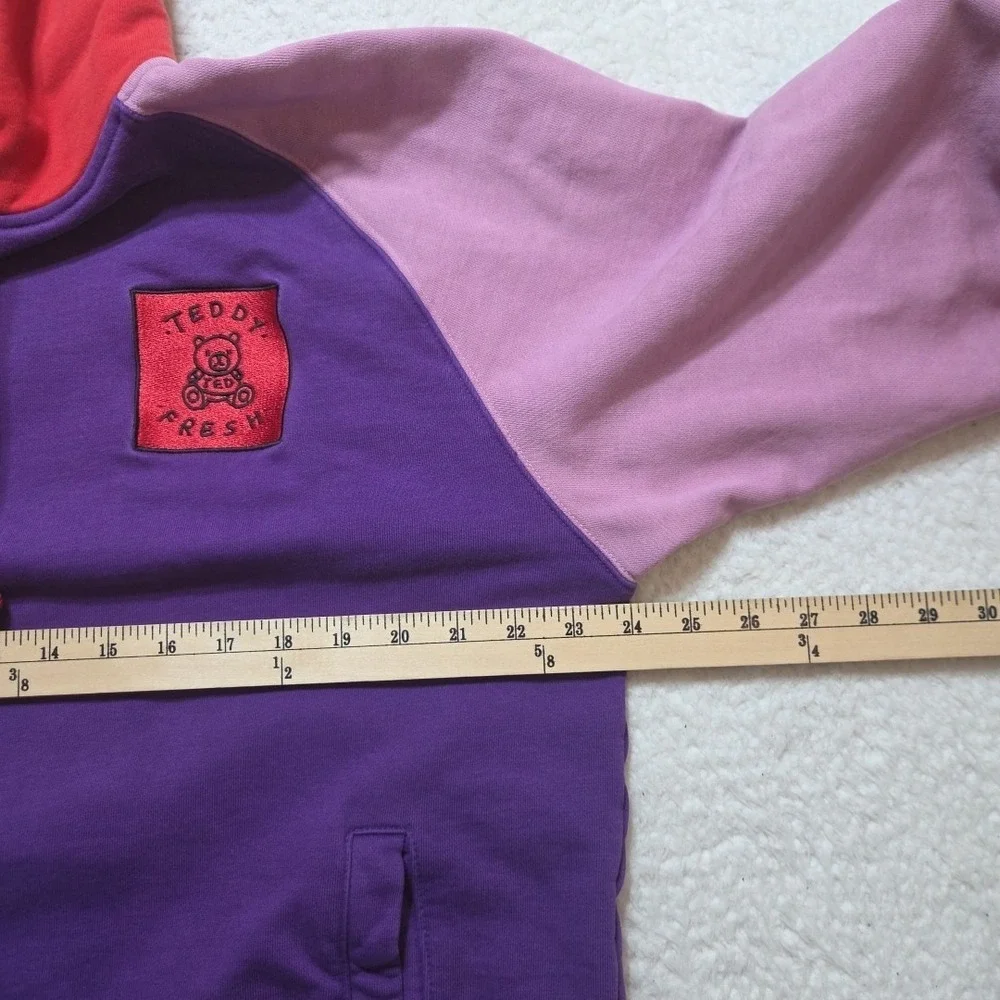 TEDDY FRESH Sweatshirt‎ Mens Large Hoodie Color Block Hooded Pockets Multicolor